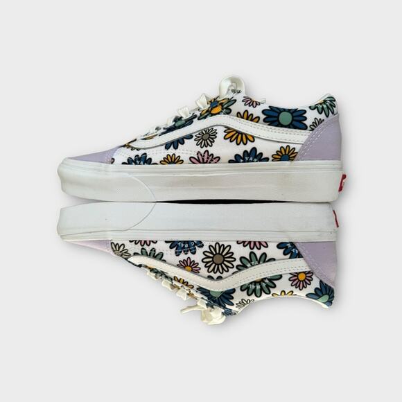Vans Off The Wall Low Top Sneakers in White/Purple Floral Print, Size 7 - Picture 9 of 12